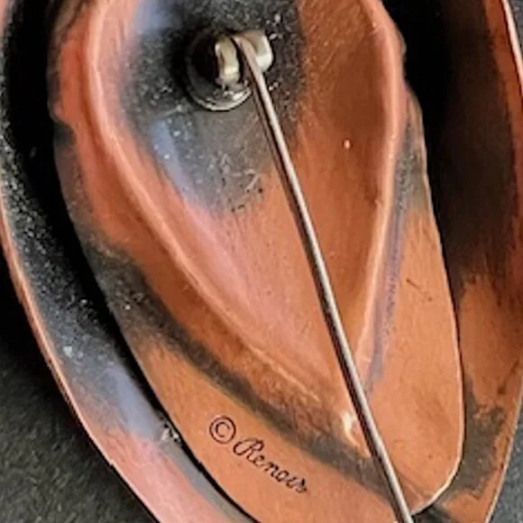 Vintage Mid Century Mod Renoir COPPER hinged Cuff Bracelet & Brooch Set - Picture 11 of 15